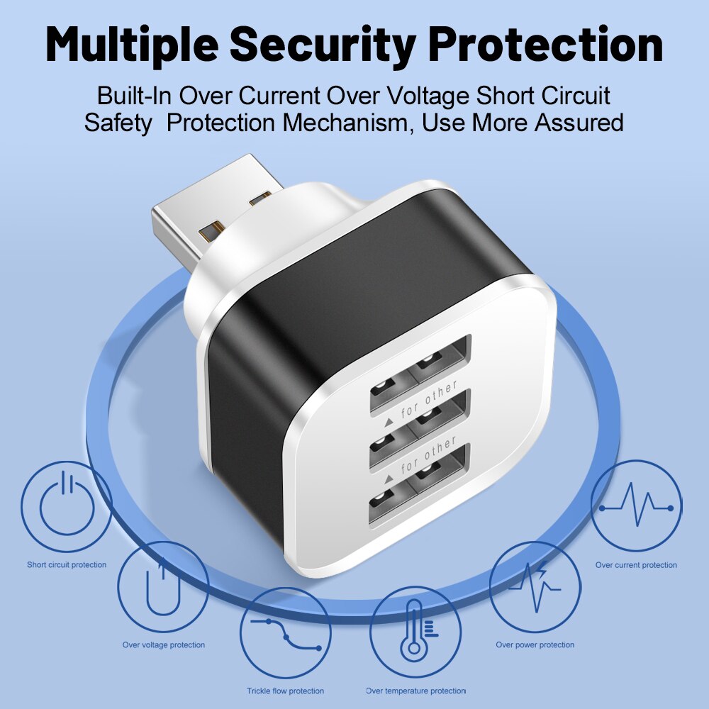 Electronics Gadgets For Car - 3 Port USB Slots Adaptor USB